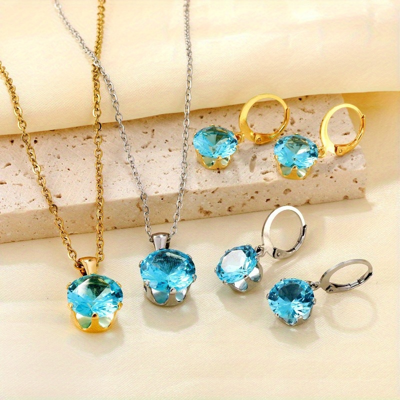 3pcs Rhinestone Pendant Necklace Set